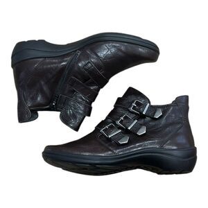 Romika Dark Brown Leather Ankle Cassie Boots with Buckles 37